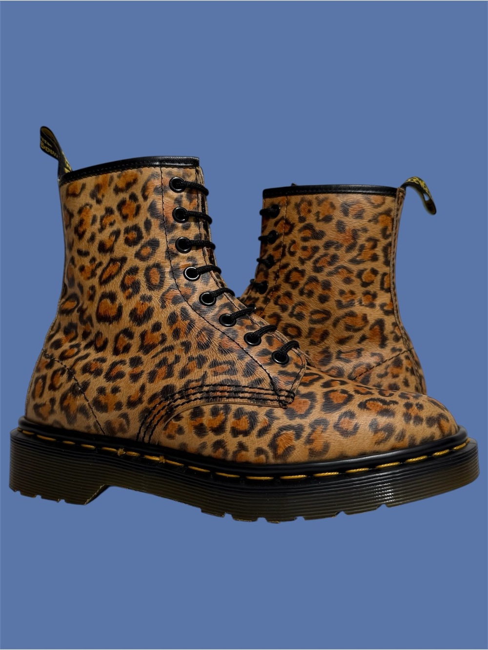 Vintage Dr. Martens 1460 England Leopard Leather Boots UK 4